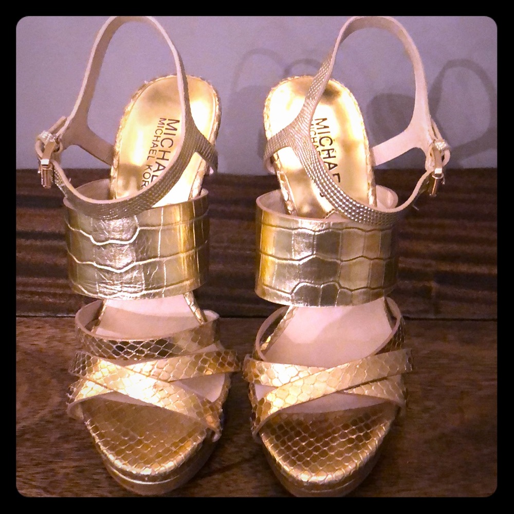 Michael kors gold platform stilettos